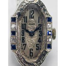 Thumbnail von PIERCE Brillant Saphir Weissgold Damenarmbanduhr von 1910