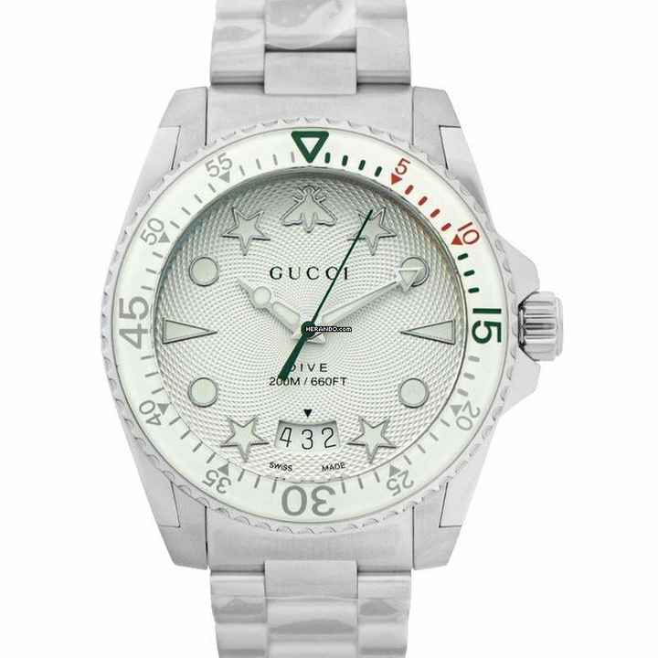  Gucci Dive YA136336 - Dive Quartz Silver Dial Stainless Steel Men's Watch </h1> 