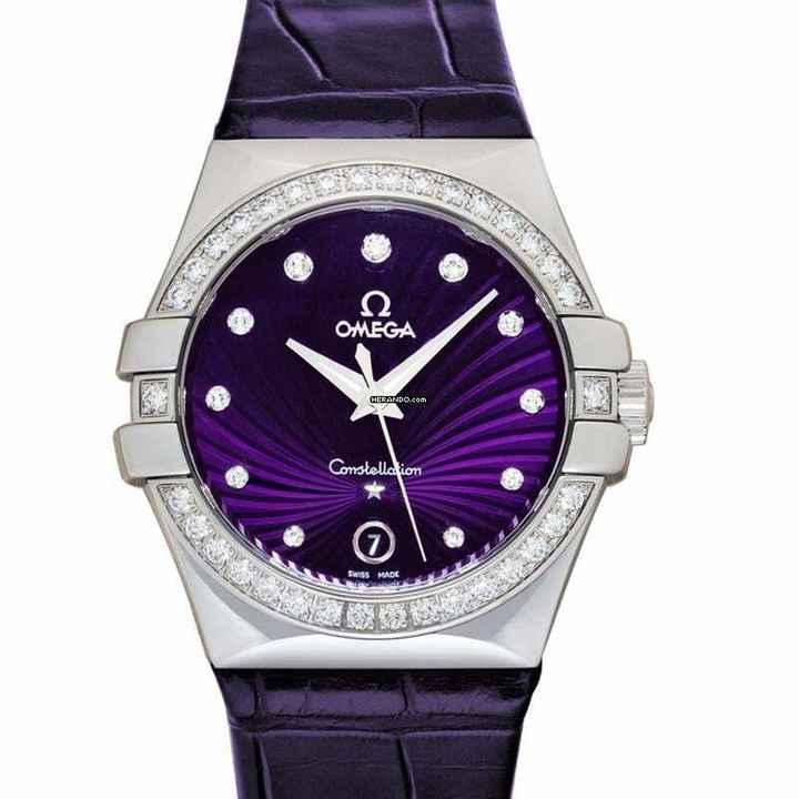 Omega Constellation Quartz 123.18.35.60.60.001 - Constellation Quartz Purple Dial Stainless Steel Ladies Watch </h1> 