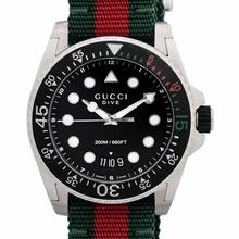 Thumbnail von Gucci Dive YA136209A - Dive Black Dial Green and Red Nylon Fabric Strap Men's Watch </h1>