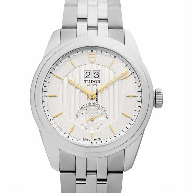  Tudor Glamour Double Date 57100-0002 - Glamour Automatic Silver Dial Stainless Steel Men's Watch </h1> 