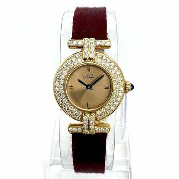  Cartier VERMEIL COLISÈE Quartz GoldPlated Argent Watch 0.89TCW Diamonds </h1> 