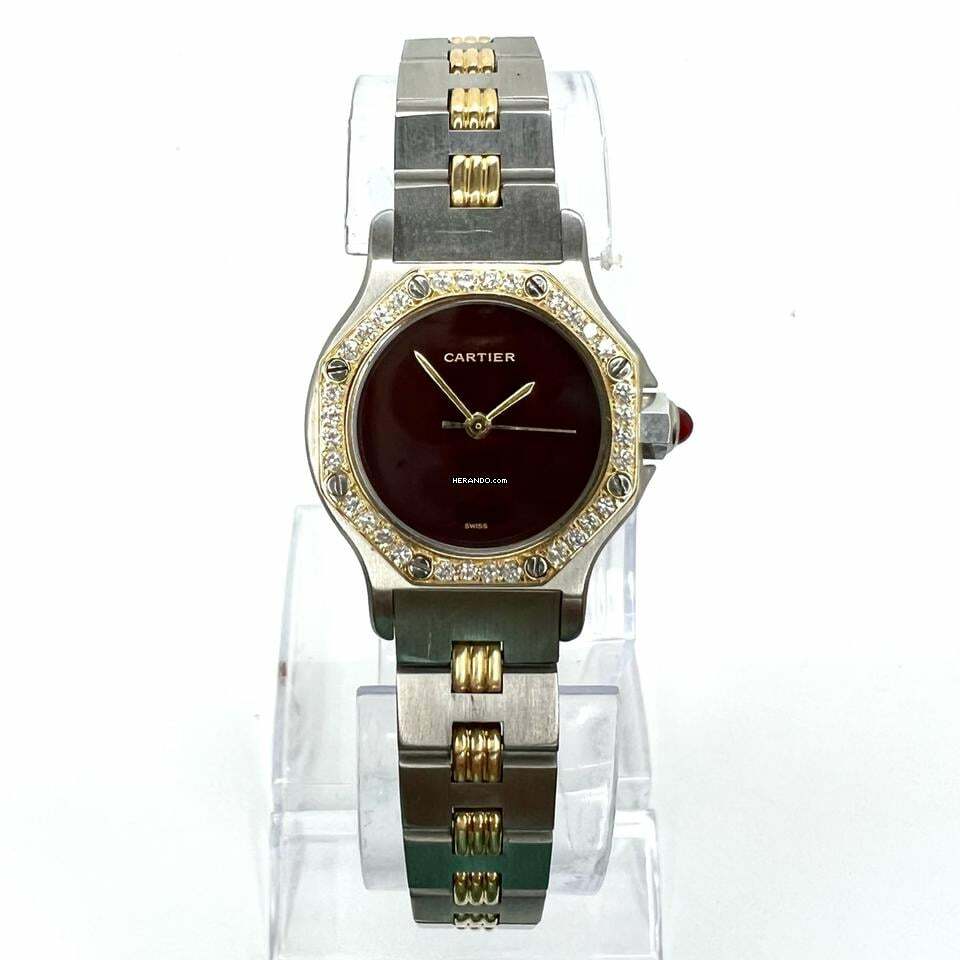  Cartier Santos OCTAGON 25mm Automatic 2 Tone 0.40TCW Diamond Watch </h1> 