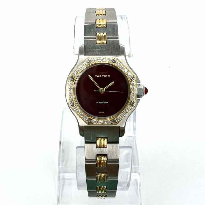  Cartier Santos OCTAGON 25mm Automatic 2 Tone 0.40TCW Diamond Watch </h1> 