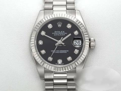  Rolex Datejust 31 31mm Medium 178279 Weissgold 750 Diamanten Automatik 18kt White Gold President-band Chronometer Oyster Black Dial  