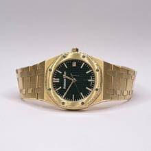 Thumbnail von Audemars Piguet Royal Oak AP Royal Oak Medium Wood Green Dial Lünette mit original Diamantbesatz </h1>