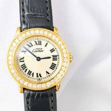 Thumbnail von Must De Cartier VERMEIL 27mm GP Silver Diamond Watch </h1>