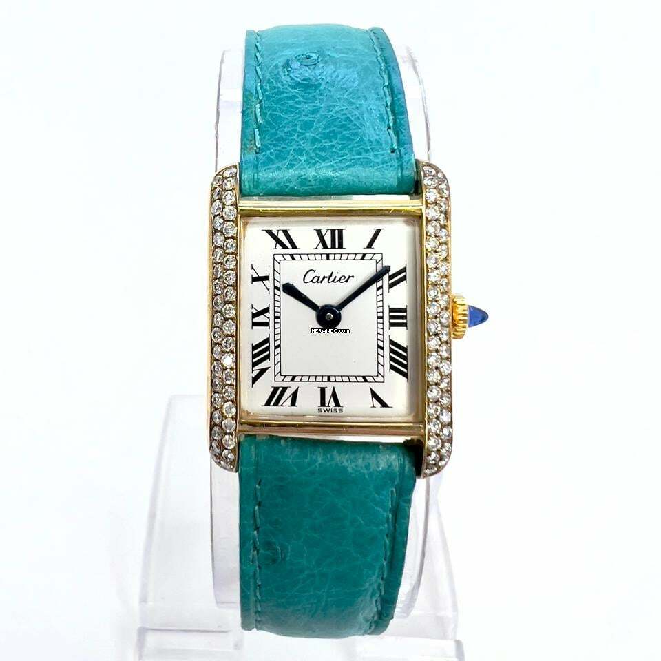  Cartier Tank Manual Winding 21mm GP Silver Watch 0.5TCW Diamonds </h1> 