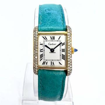  Cartier Tank Manual Winding 21mm GP Silver Watch 0.5TCW Diamonds </h1> 