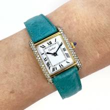 Thumbnail von Cartier Tank Manual Winding 21mm GP Silver Watch 0.5TCW Diamonds </h1>