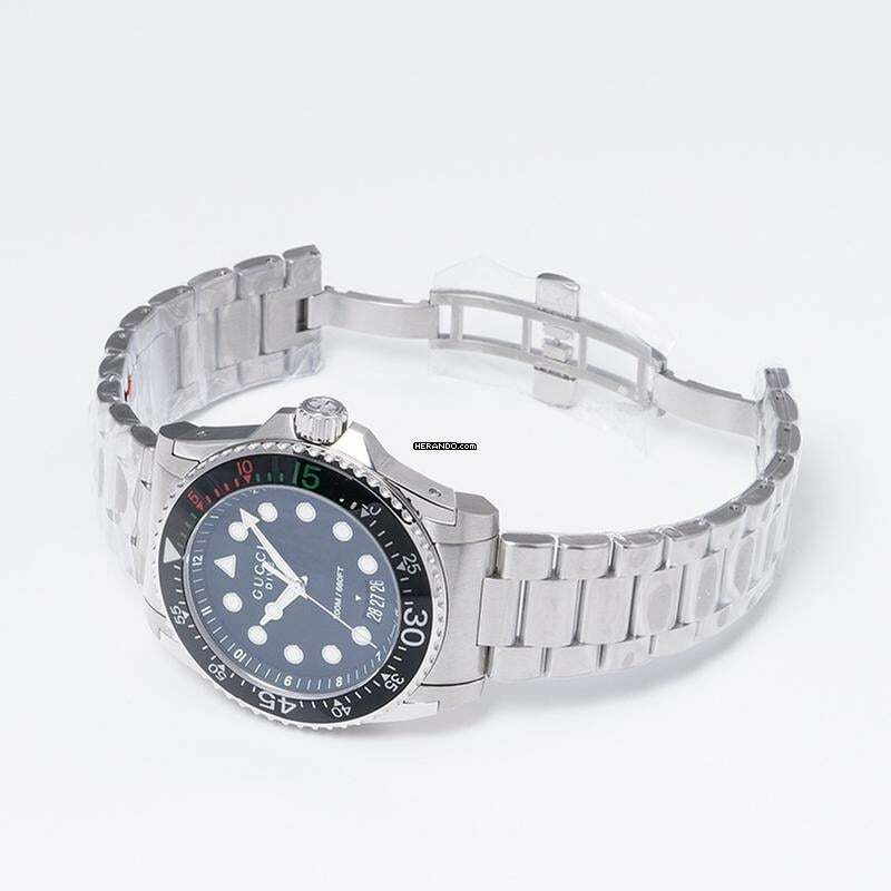 Thumbnail von Gucci Dive YA136208A - Dive Quartz Black Dial Stainless Steel Men's Watch </h1>