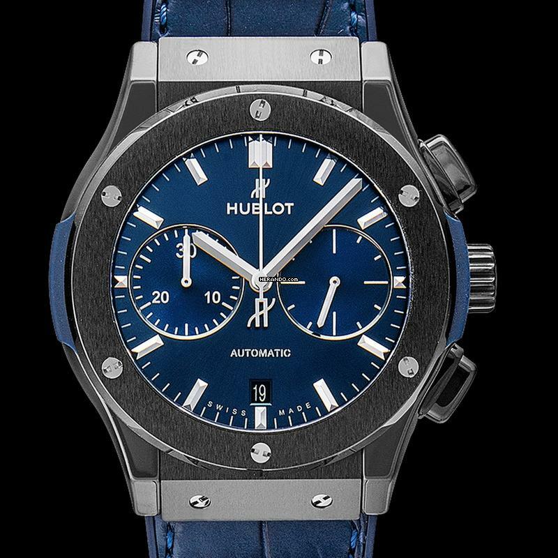 Thumbnail von Hublot Classic Fusion 521.CM.7170.LR - Classic Fusion Ceramic Blue Chronograph Automatic Blue Dial Men's Watch </h1>