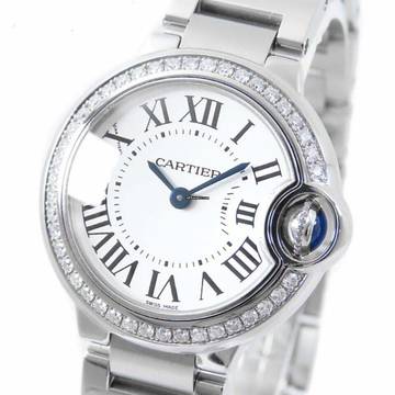  Cartier Ballon Bleu 28mm Quartz Steel Diamond Watch </h1> 