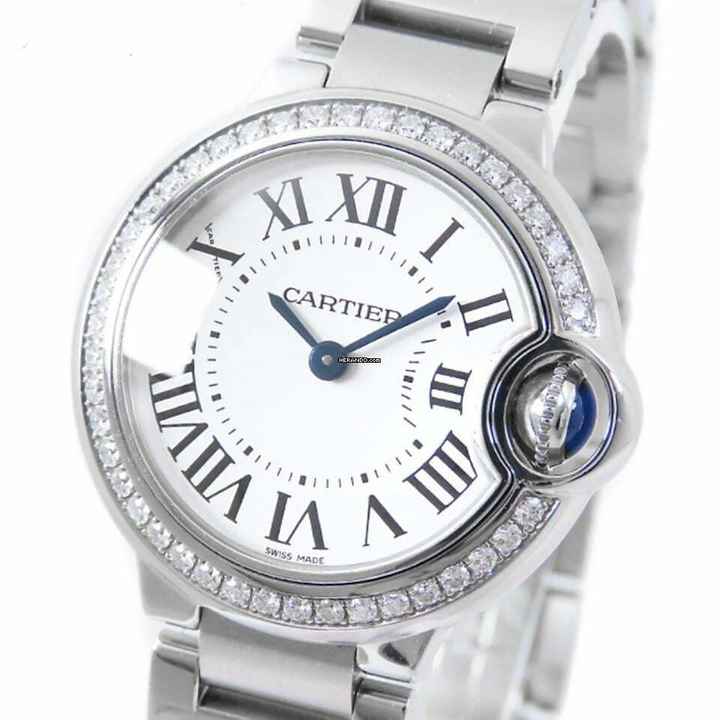  Cartier Ballon Bleu 28mm Quartz Steel Diamond Watch </h1> 