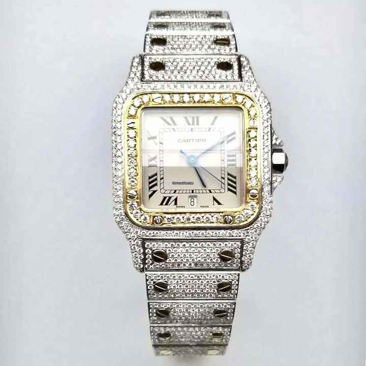  Cartier Santos Galbée 29mm Quartz 2 Tone 10.20TCW Diamond Watch </h1> 