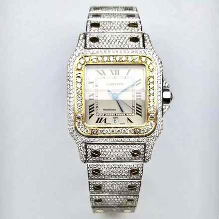  Cartier Santos Galbée 29mm Quartz 2 Tone 10.20TCW Diamond Watch </h1> 