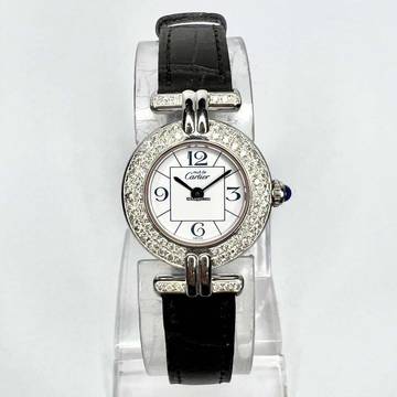  Cartier VERMEIL COLISÈE Quartz 24mm 925 Silver ~0.70TCW Diamond Watch </h1> 