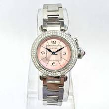 Thumbnail von Cartier Pasha Quartz 27mm Steel 0.73TCW DIAMOND Watch Pink Dial </h1>