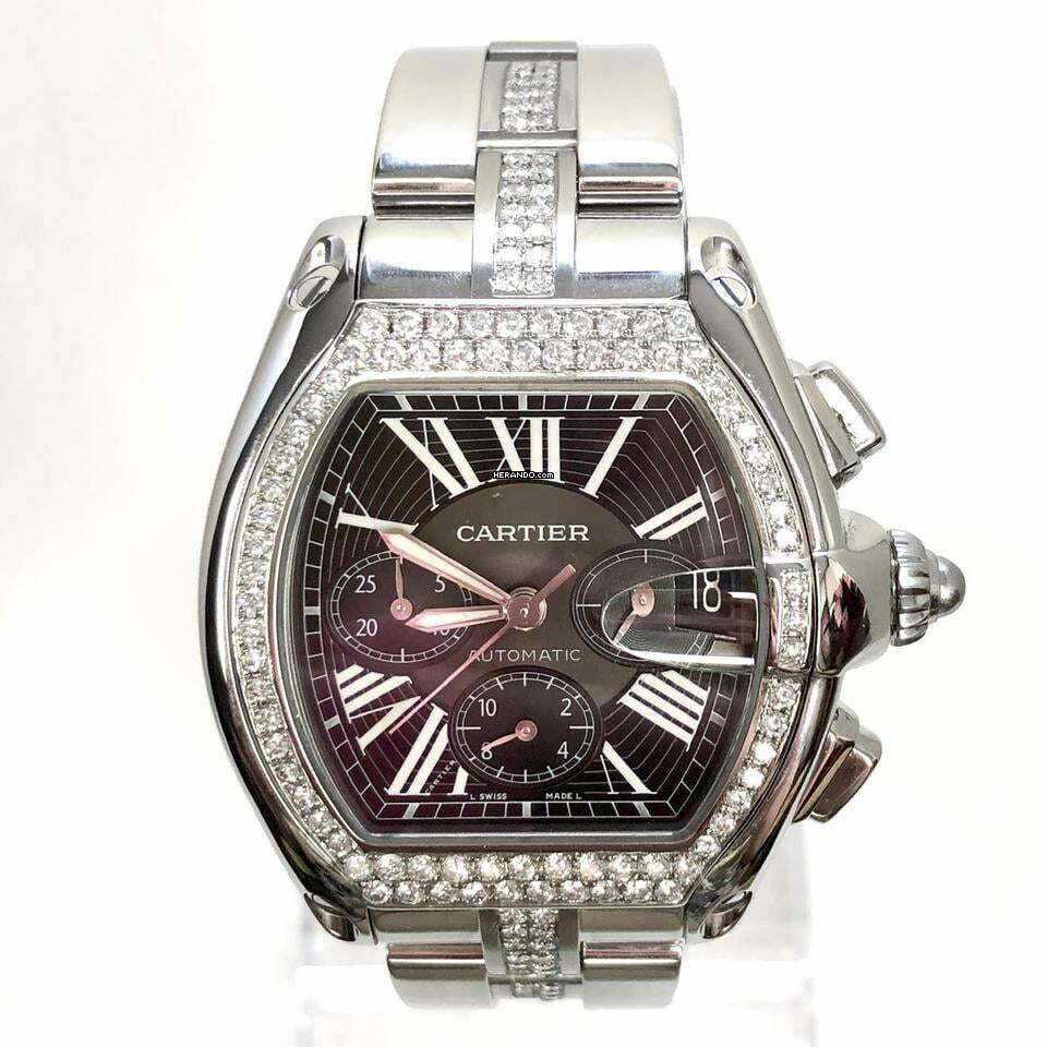  Cartier Roadster Chronograph 2618 Automatic 42mm Steel ~2.5TCW Diamond Watch </h1> 