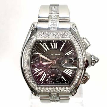  Cartier Roadster Chronograph 2618 Automatic 42mm Steel ~2.5TCW Diamond Watch </h1> 