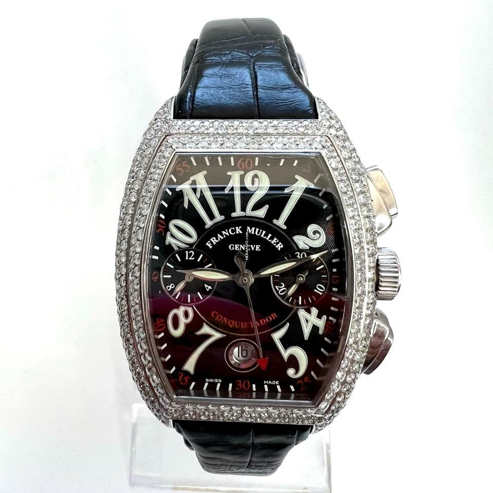  Franck Muller Conquistador Chronograph Automatic 35mm Steel 5.2TCW Diamond Watch </h1> 