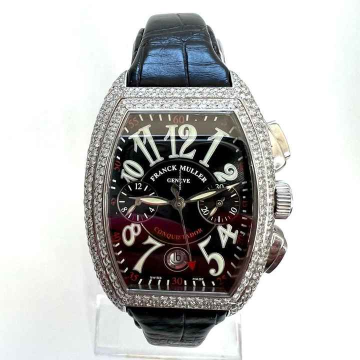  Franck Muller Conquistador Chronograph Automatic 35mm Steel 5.2TCW Diamond Watch </h1> 