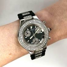 Thumbnail von Cartier 21 Chronoscaph Chronograph 2424 Quartz Steel 38mm 4.44TCW DIAMOND Watch </h1>
