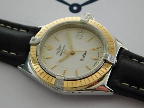 Breitling Callisto 34 mm Stahl Gold Herrenuhr im Top Zustand mit neuem Lederband </h1> 
