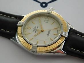 Thumbnail von Breitling Callisto 34 mm Stahl Gold Herrenuhr im Top Zustand mit neuem Lederband </h1>