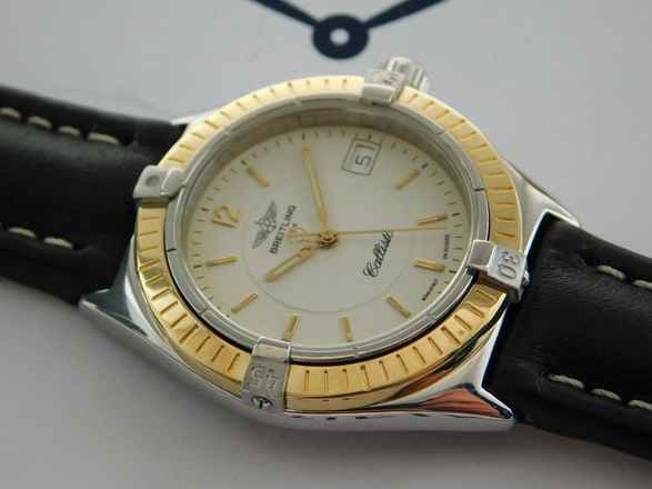  Breitling Callisto 34 mm Stahl Gold Herrenuhr im Top Zustand mit neuem Lederband </h1> 