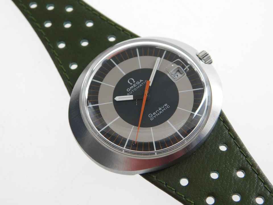  Omega Genève Dynamic green mit Racing Dial Top selten N O S mit original Band und Schließe </h1> 