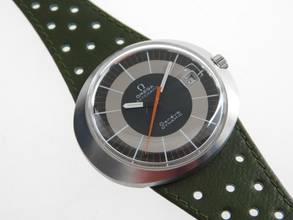 Thumbnail von Omega Genève Dynamic green mit Racing Dial Top selten N O S mit original Band und Schließe </h1>