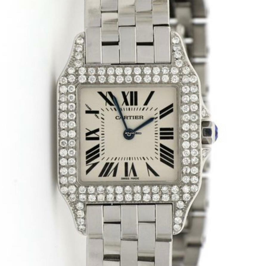  Cartier Santos Demoiselle Quartz Steel 26mm Diamond Watch </h1> 