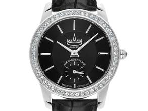  Askania Alexanderplatz Lady Stahl Quarz Armband Leder 32mm Ref.ALE-2041 Box&Pap. Full Set Neu  
