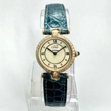 Thumbnail von Must de Cartier VERMEIL 24mm Quartz GP Argent 0.58TCW Diamond Watch </h1>
