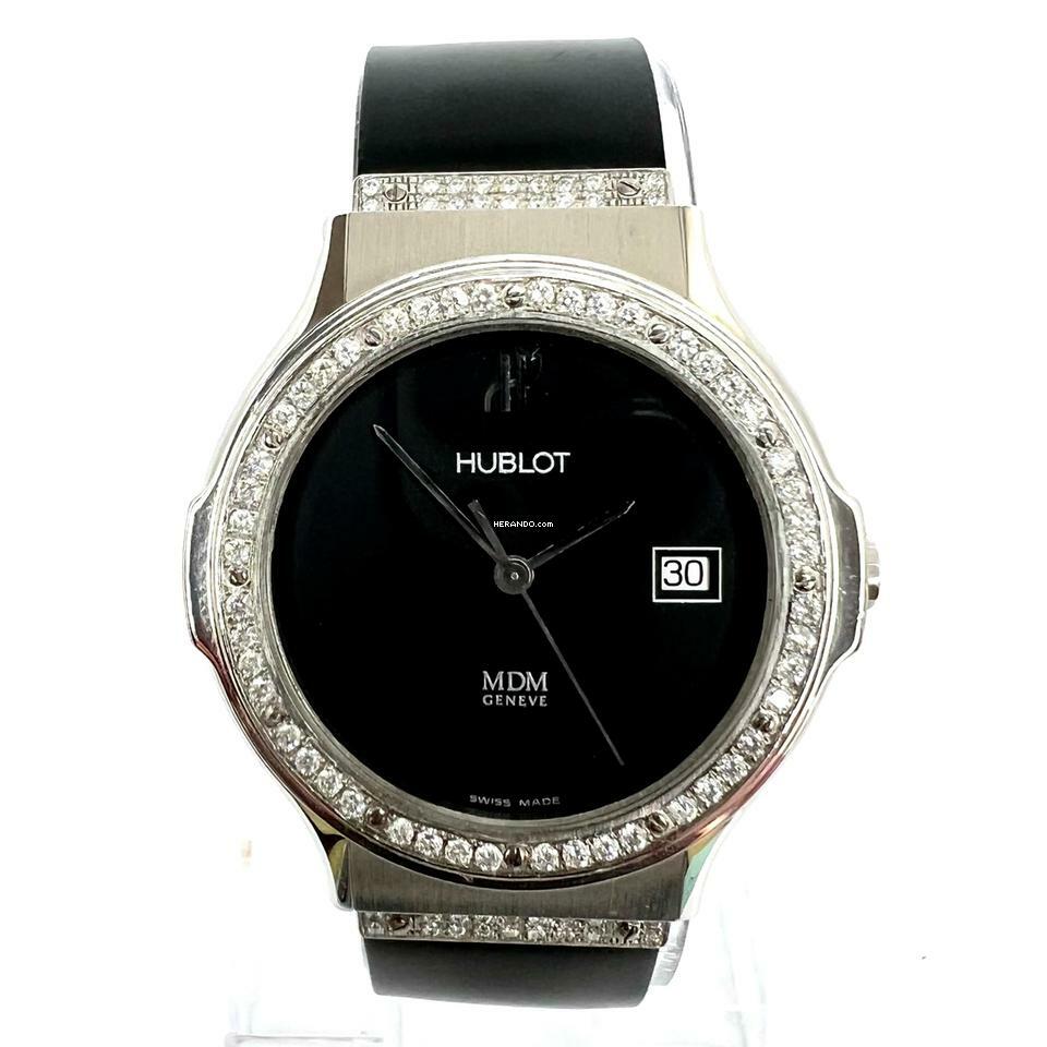  Hublot MDM 1523 36mm Quartz Steel 1.10TCW DIAMOND Watch </h1> 