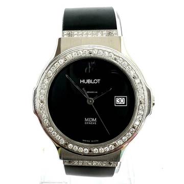  Hublot MDM 1523 36mm Quartz Steel 1.10TCW DIAMOND Watch </h1> 