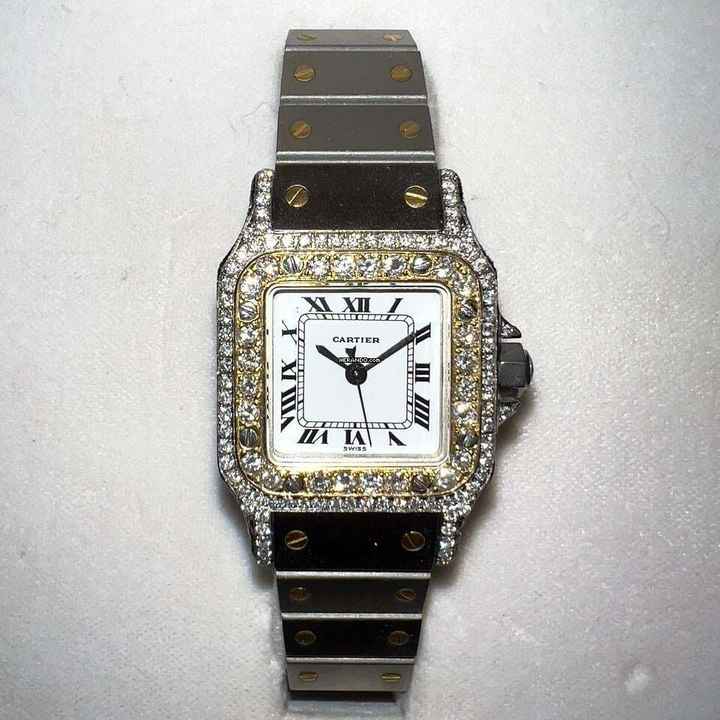  Cartier Santos Galbée 24mm Automatic 2 Tone 1.9TCW Diamond Watch </h1> 