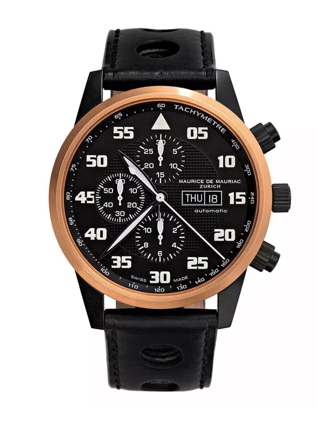 Maurice de Mauriac Chrono Modern Black Lünette Massiv Gold