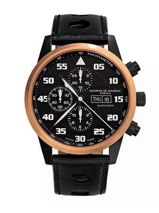 Maurice de Mauriac Chrono Modern Black Lünette Massiv Gold 