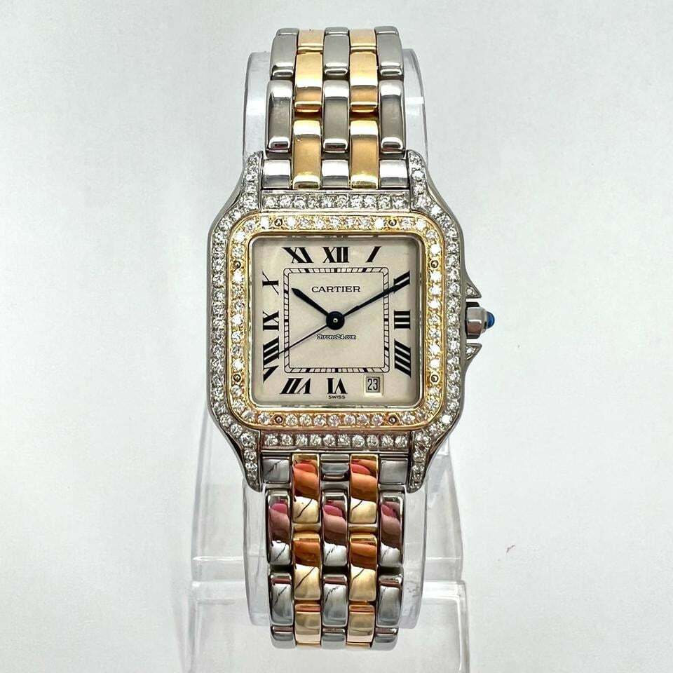  Cartier Panthère Quartz 27mm 2 Row Gold 1.16TCW DIAMOND Watch </h1> 