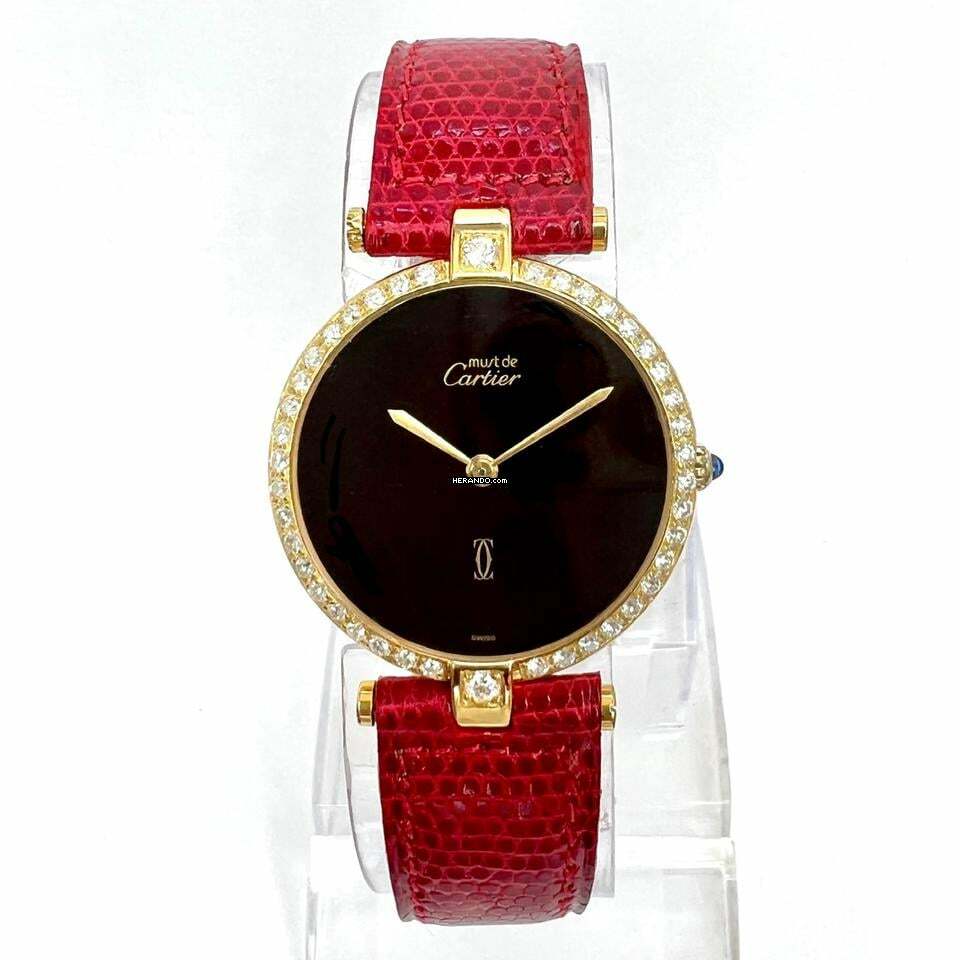 Must de Cartier VERMEIL 30mm Quartz GP Argent ~.78TCW Diamond Watch </h1>