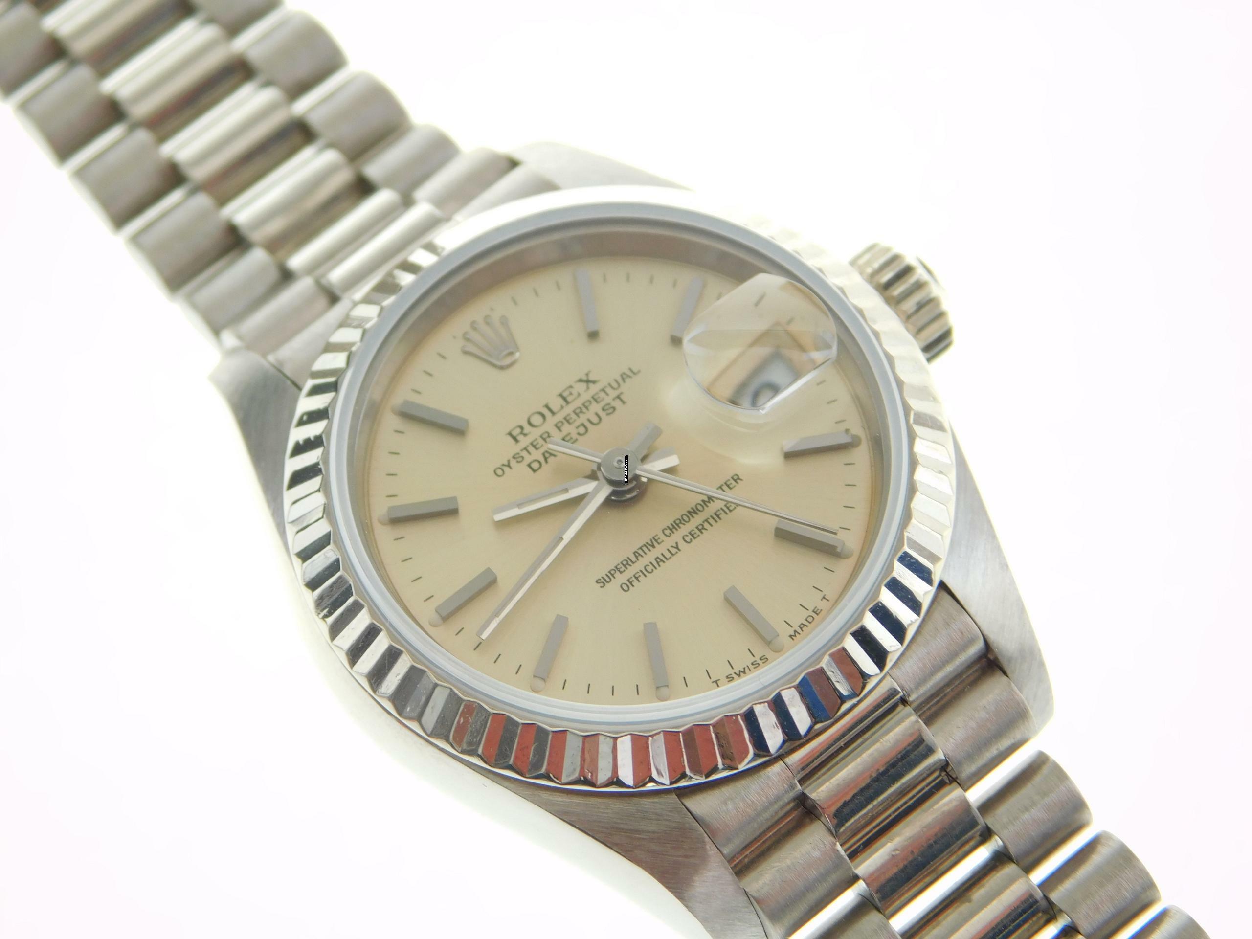Rolex Lady-Datejust 18 Kt Weißgold 26 mm im Best Zustand mit Box und Zubehör volles Band </h1>