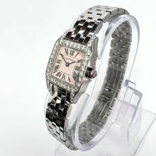 Thumbnail von Cartier Santos Demoiselle Quartz Steel 20mm Watch ~0.7TCW Diamonds </h1>