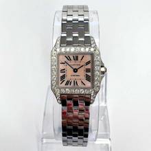 Thumbnail von Cartier Santos Demoiselle Quartz Steel 20mm Watch ~0.7TCW Diamonds </h1>