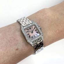 Thumbnail von Cartier Santos Demoiselle Quartz Steel 20mm Watch ~0.7TCW Diamonds </h1>