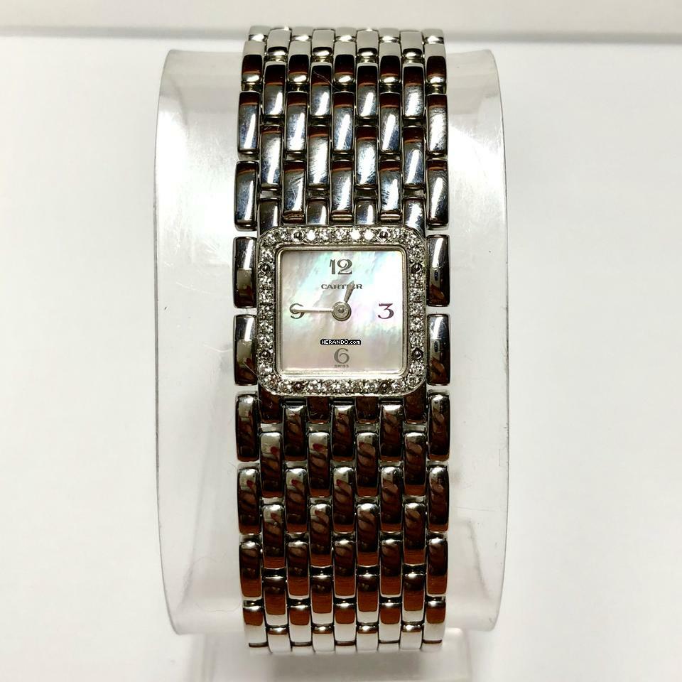  Cartier Panthère RUBAN Quartz Steel 0.27TCW Diamond Watch Pink MOP Dial </h1> 