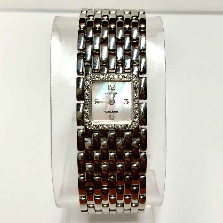  Cartier Panthère RUBAN Quartz Steel 0.27TCW Diamond Watch Pink MOP Dial </h1> 