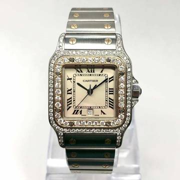  Cartier Santos Galbée 29mm Quartz 2 Tone 1.70TCW Diamond Watch </h1> 