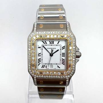 Cartier Santos Galbée 29mm Quartz 2 Tone 1.70TCW Diamond Watch NEW Model </h1> 